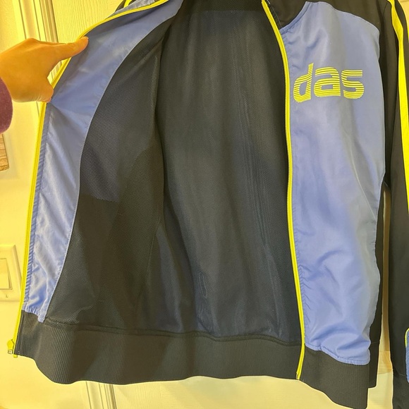 Adidas Blue & Neon Yellow Windbreaker Track Jacket - Picture 5 of 10